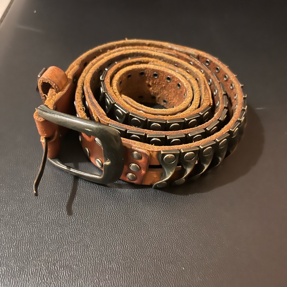 Liebeskind Brown and silver hardware Studded Belt